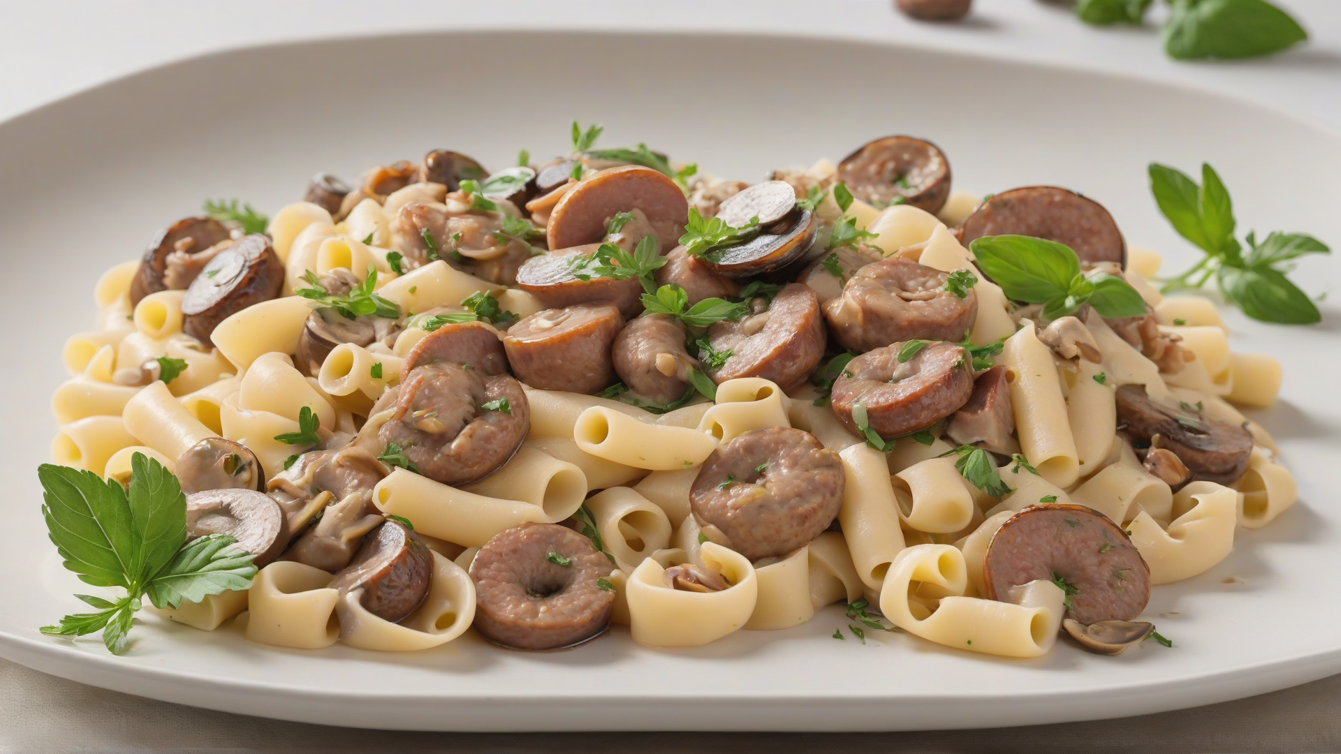 Pasta con salsiccia e funghi